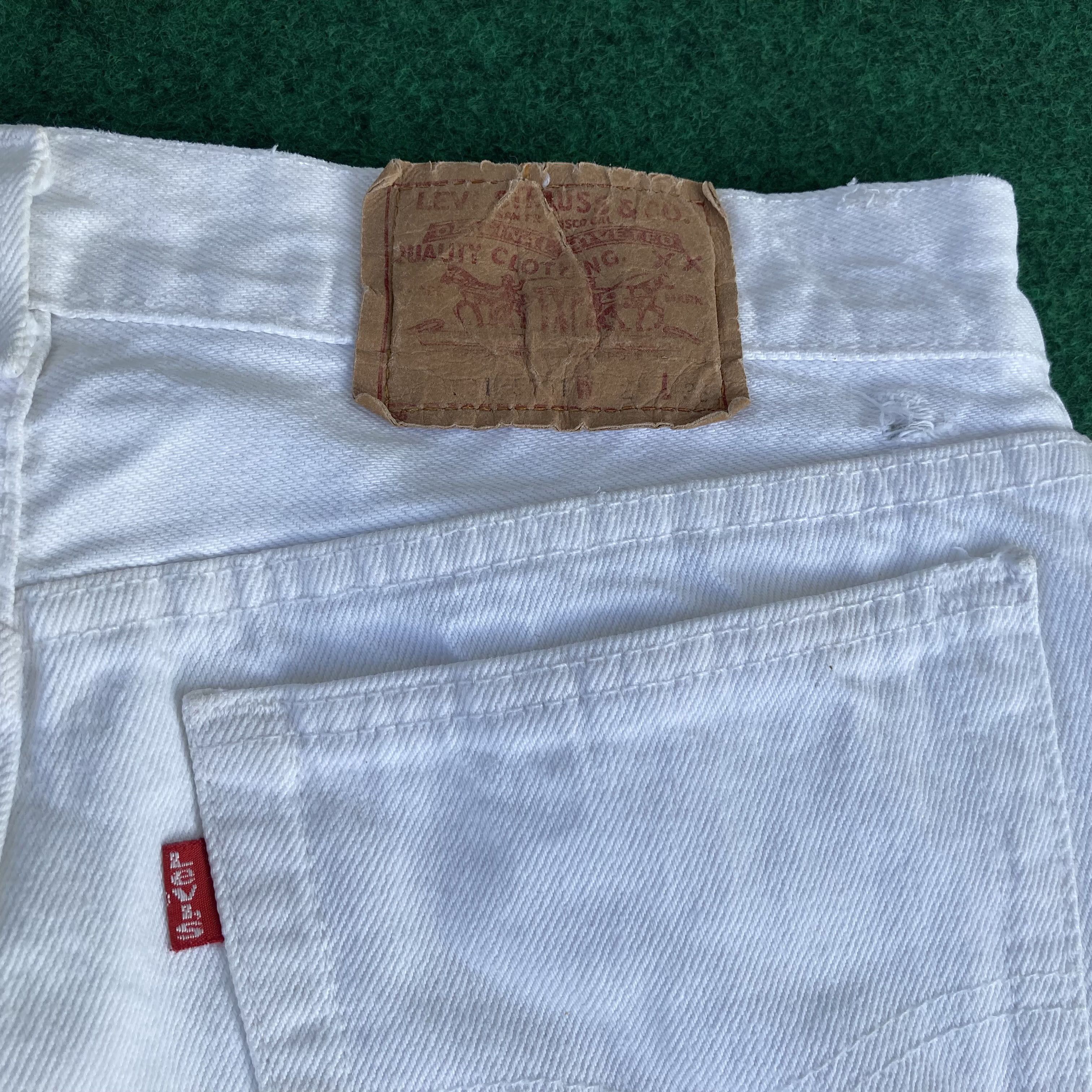 Levi's × Vintage Vtg Levis 501 Distressed Ripped White Grunge Jeans Size US 27 - 10 Thumbnail