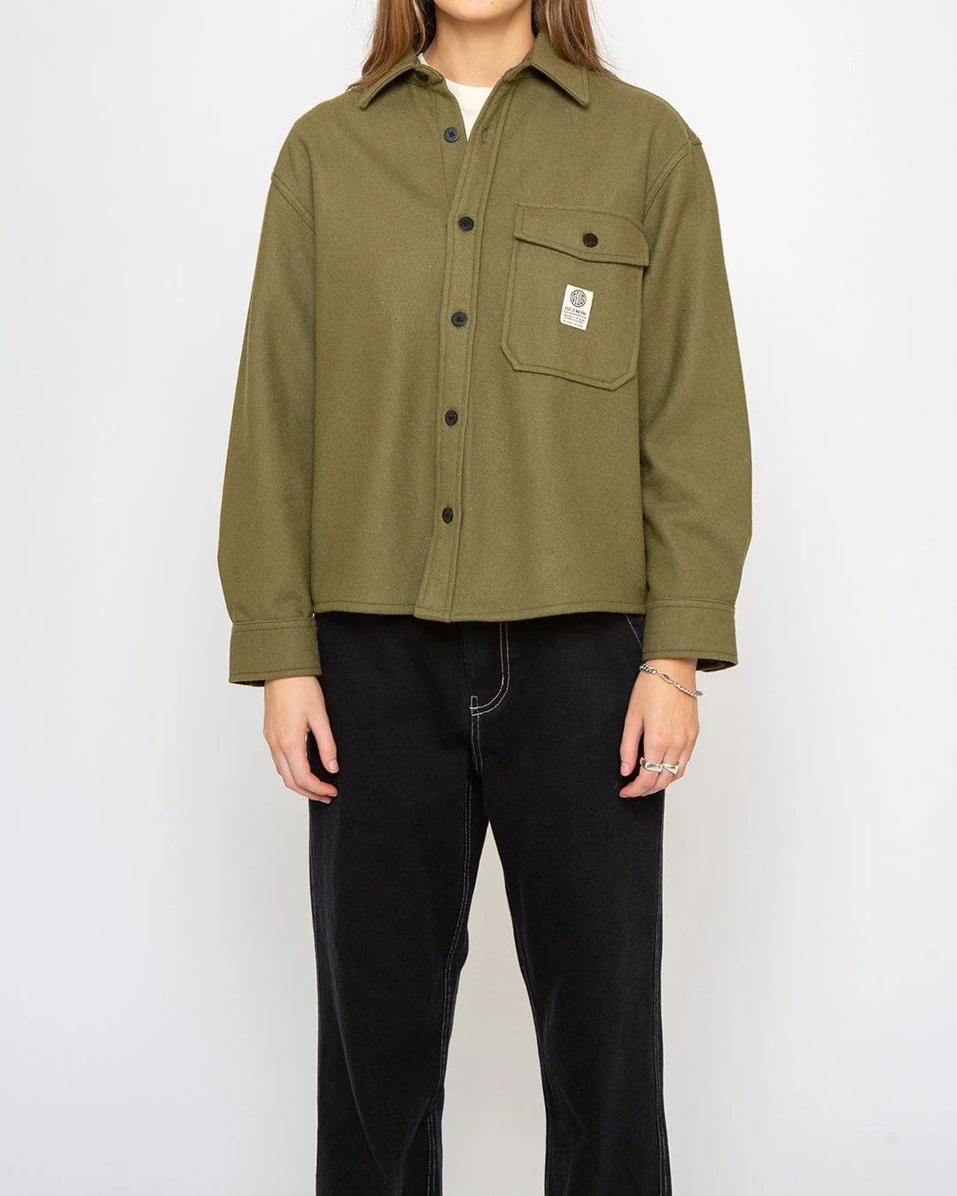Deus Ex Machina CPO Wool Shirt Olive Drab Size M / US 6-8 / IT 42-44 - 1 Thumbnail