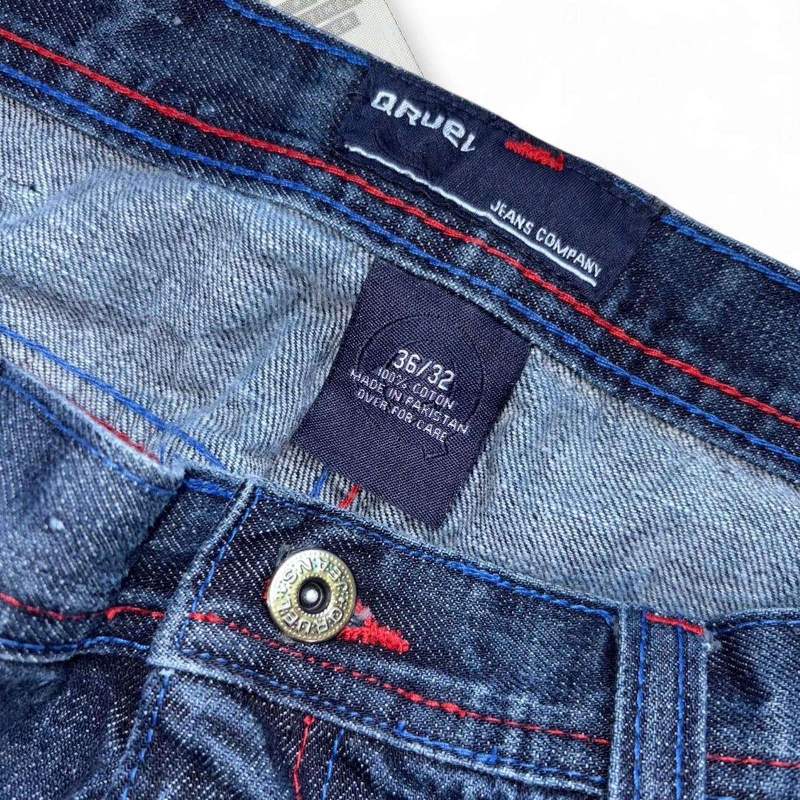 & Other Stories Vintage Y2K Dark Blue Baggy Embroidered Qrule Denim Jeans Size US 36 / EU 52 - 5 Thumbnail