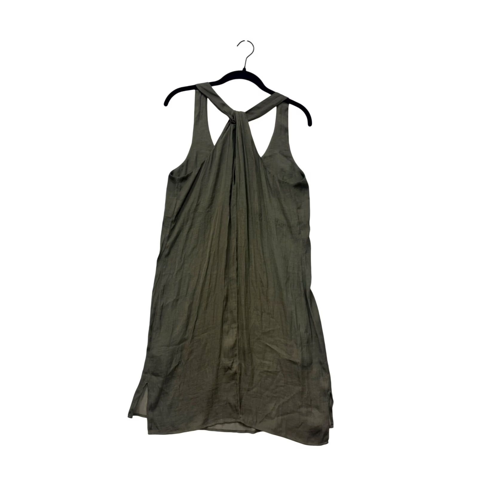 Olive VINTAGE Trouvé Tank Dress Women S Olive Green Sleeveless Knotted Back Knee Length Size S / US 4 / IT 40 - 2 Thumbnail