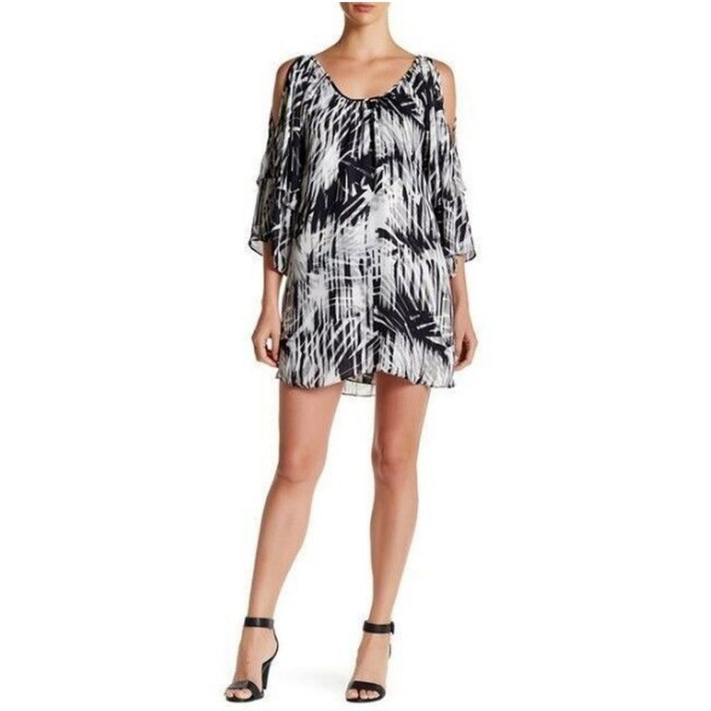 Parker Parker Agave Cold Shoulder Black White Mini Dress Size S Size S / US 4 / IT 40 - 1 Thumbnail