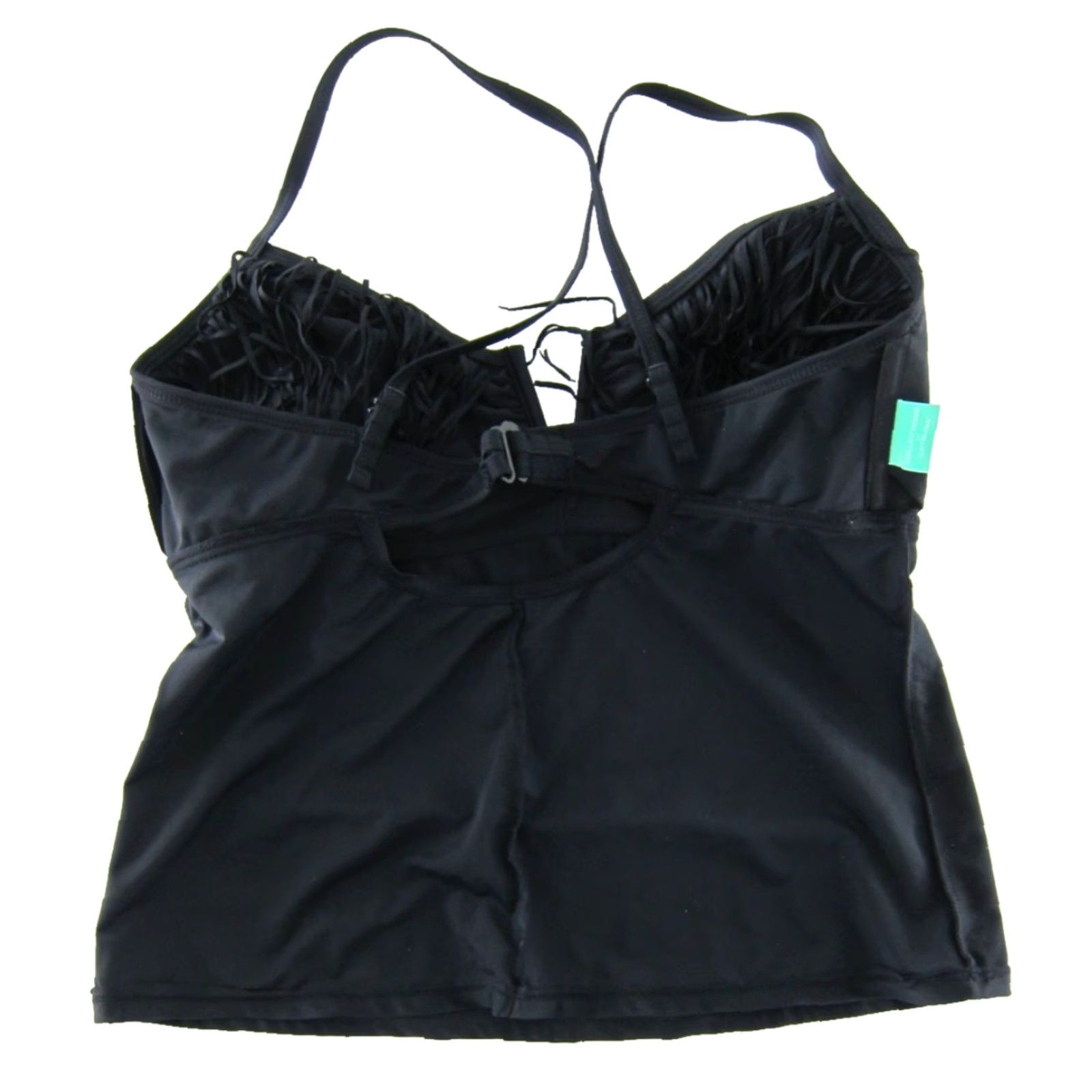 Catalina Catalina Women's Tankini Top Black Fringe Padded Nylon 12-14 Large Swimsuit Tank Style Built-In Bra Size L / US 10 / IT 46 - 5 Thumbnail