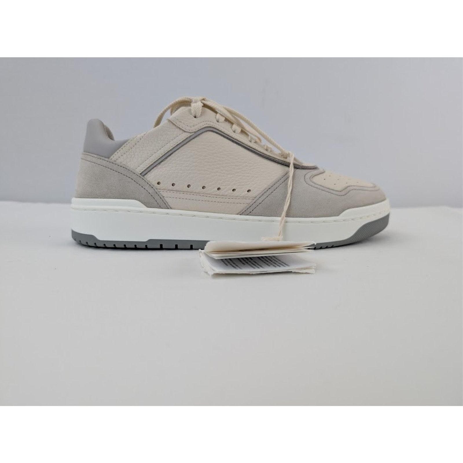 Brunello Cucinelli o1rshd1 Leather Low-Top Sneakers in White / Grey / Cream Size US 8 / EU 41 - 4 Thumbnail