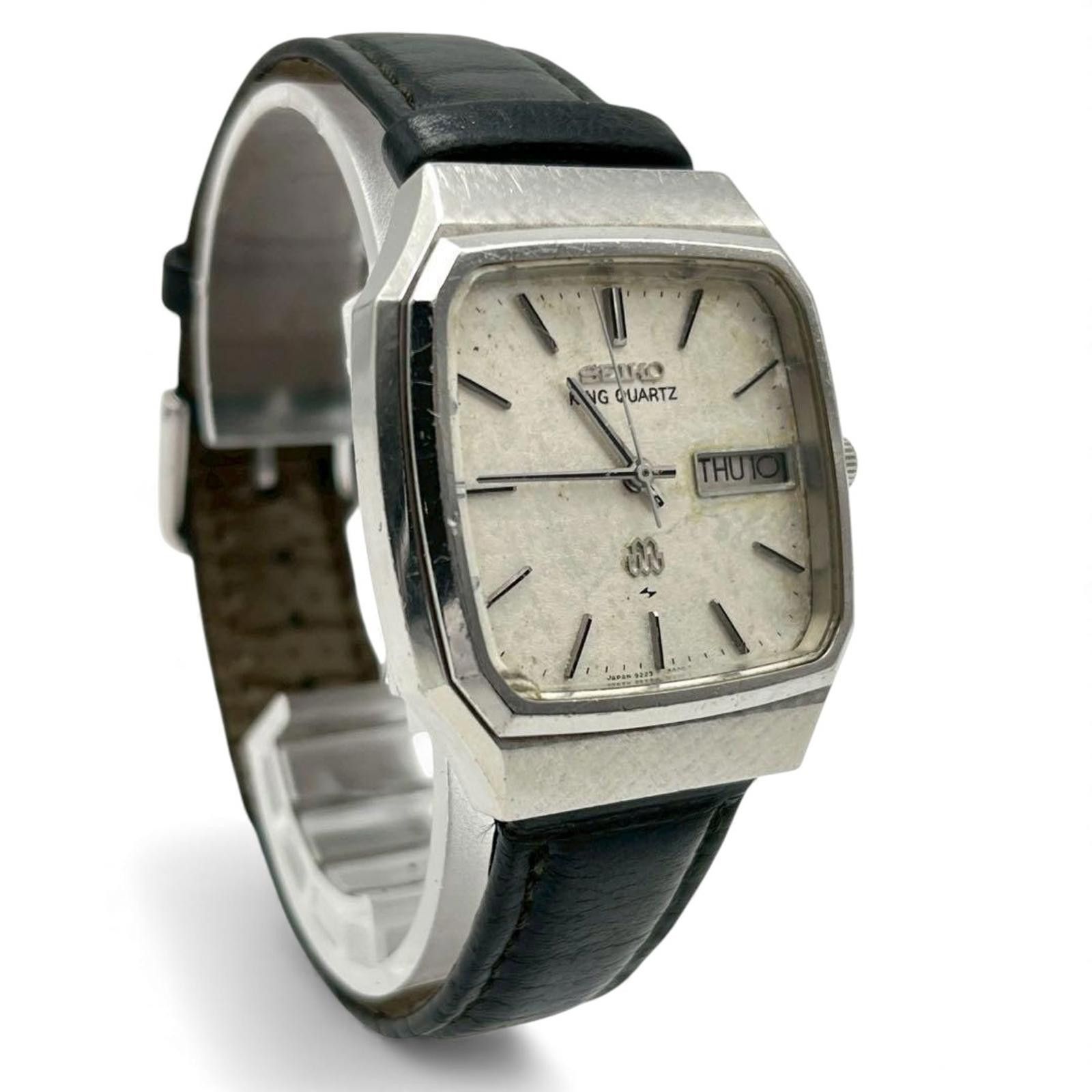 Seiko Seiko - Vintage Quartz Men's Watch with Black Leather Strap Size ONE SIZE - 1 Thumbnail