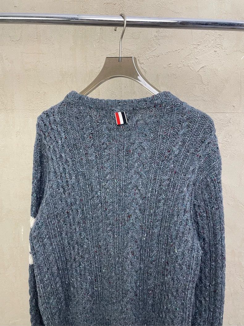 Thom Browne Thom browne Blue-gray four-striped knitted round-neck wool Size US XXL / EU 58 / 5 - 4 Thumbnail