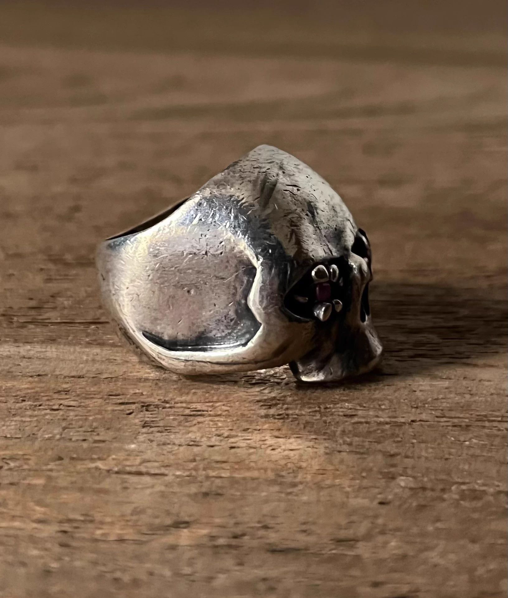 Number (N)ine Number Nine Skull Ring Gem Eyes Silver 17 Size ONE SIZE - 3 Thumbnail