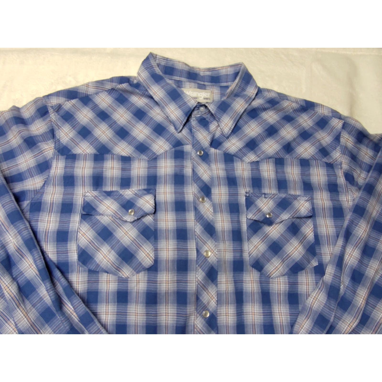 Wrangler VINTAGE Wrangler WRANCHER SHIRT Mens Pearl Snap Western Shirt Blue Size US XL / EU 56 / 4 - 7 Thumbnail