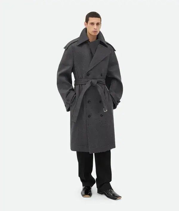 o1bcso1str0226 Double Face Wool Trench Coat in Gray