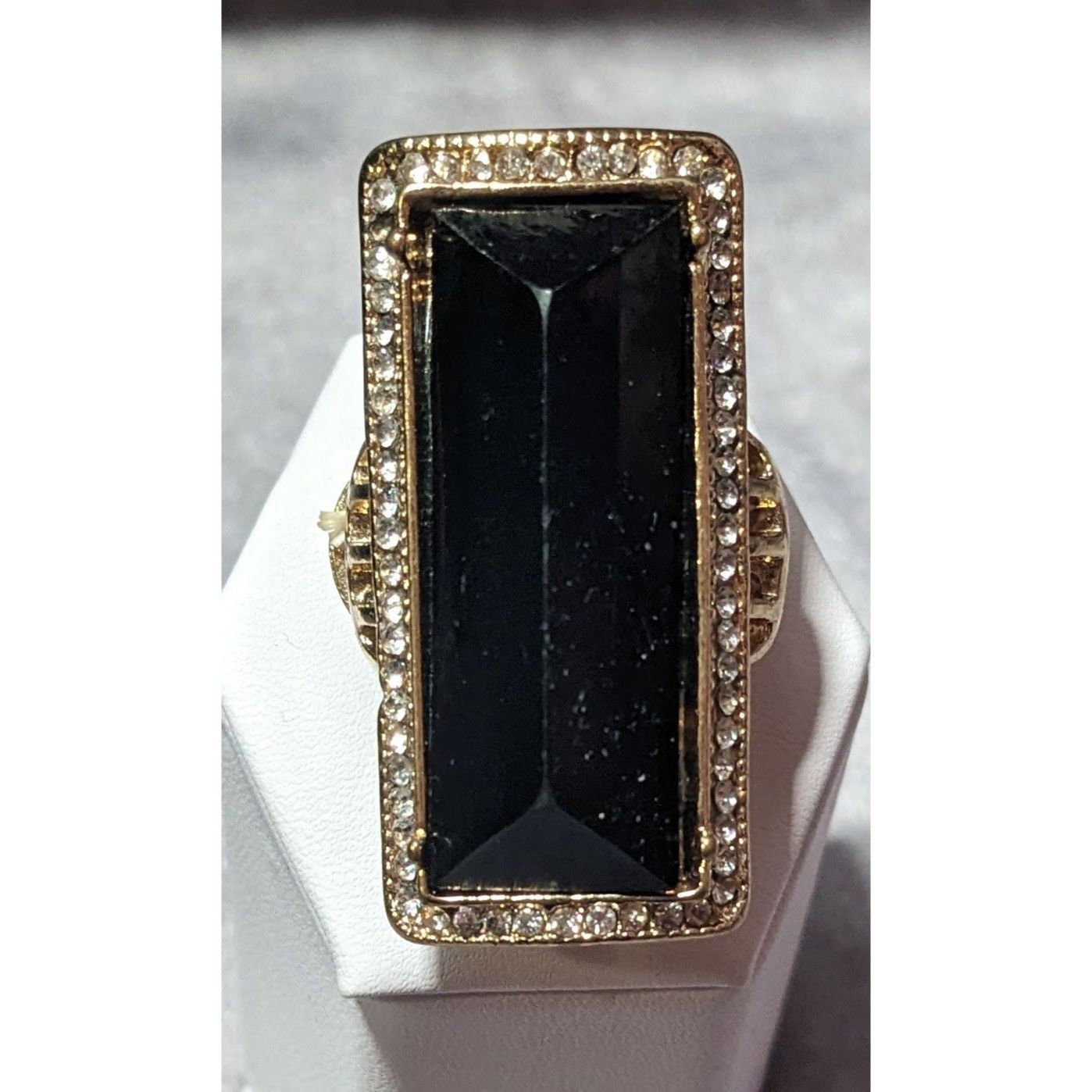 Other Art Deco Style Glam Black And Gold Stretch Statement Ring Si Size ONE SIZE - 10 Thumbnail