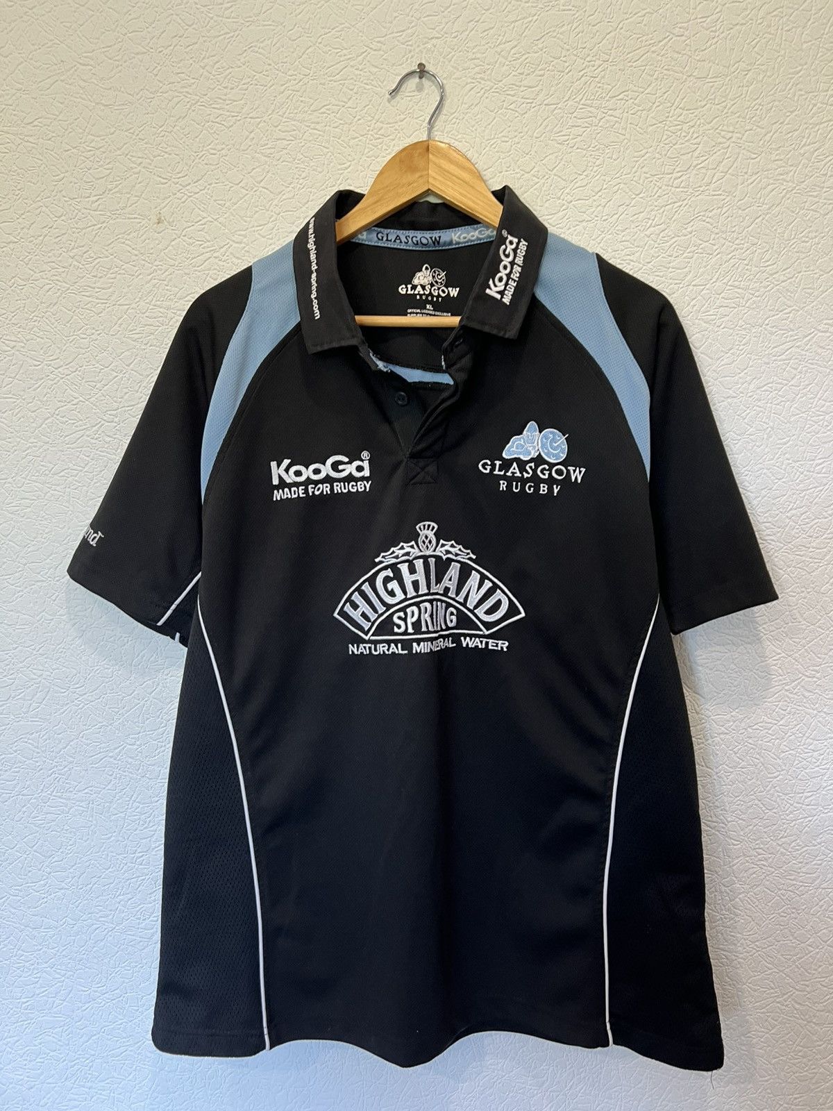 Vintage KooGa Glasgow Rugby Shirt Jersey Mens Black XLarge Size US XL / EU 56 / 4 - 1 Thumbnail