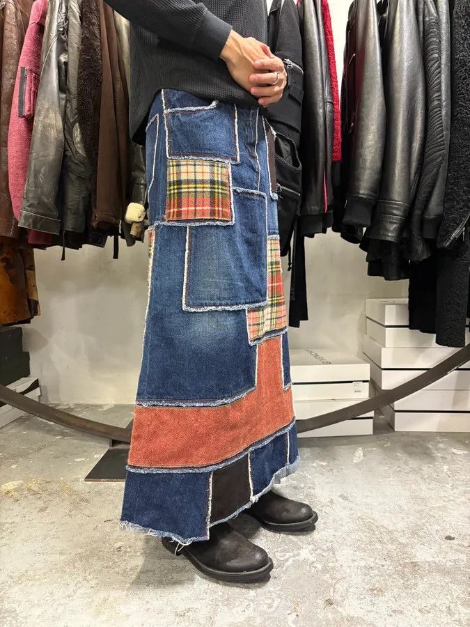 Jean Paul Gaultier × Vintage 2000s Jean Paul Gaultier Patchwork Long Denim Skirt Size 28" / US 6 / IT 42 - 3 Thumbnail