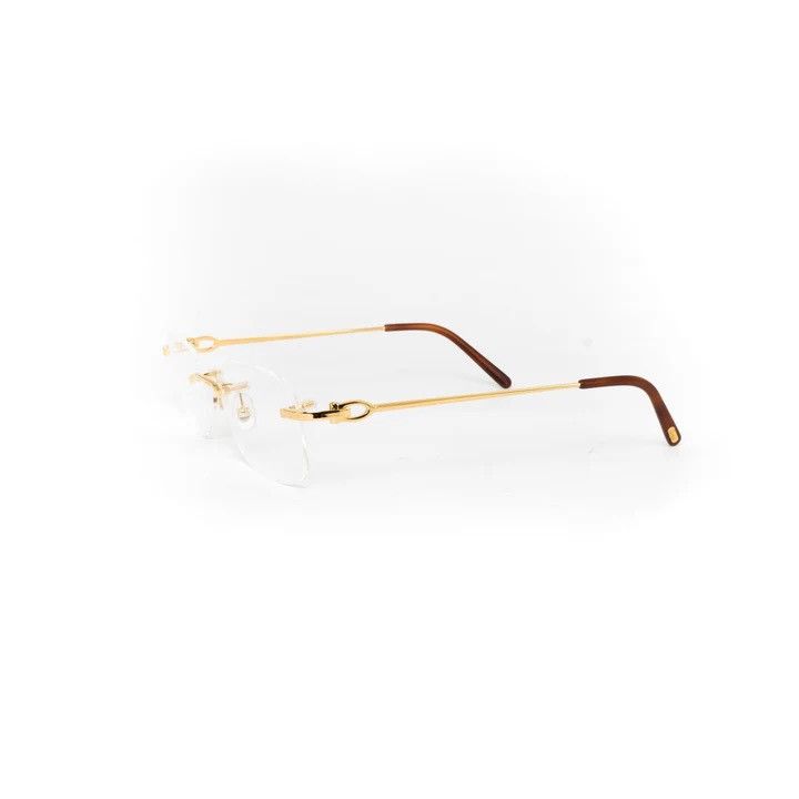 Pre-owned Cartier Gold C Decor Rimless Wire Frames