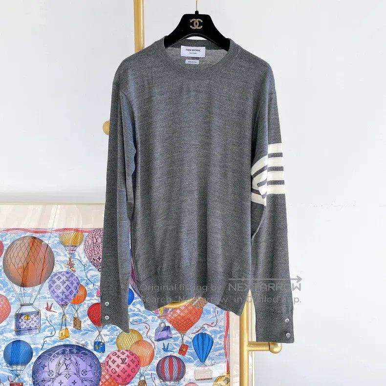 Thom Browne Thom Browne Grey Crewneck Knit Sweater Size US M / EU 48-50 / 2 - 1 Thumbnail