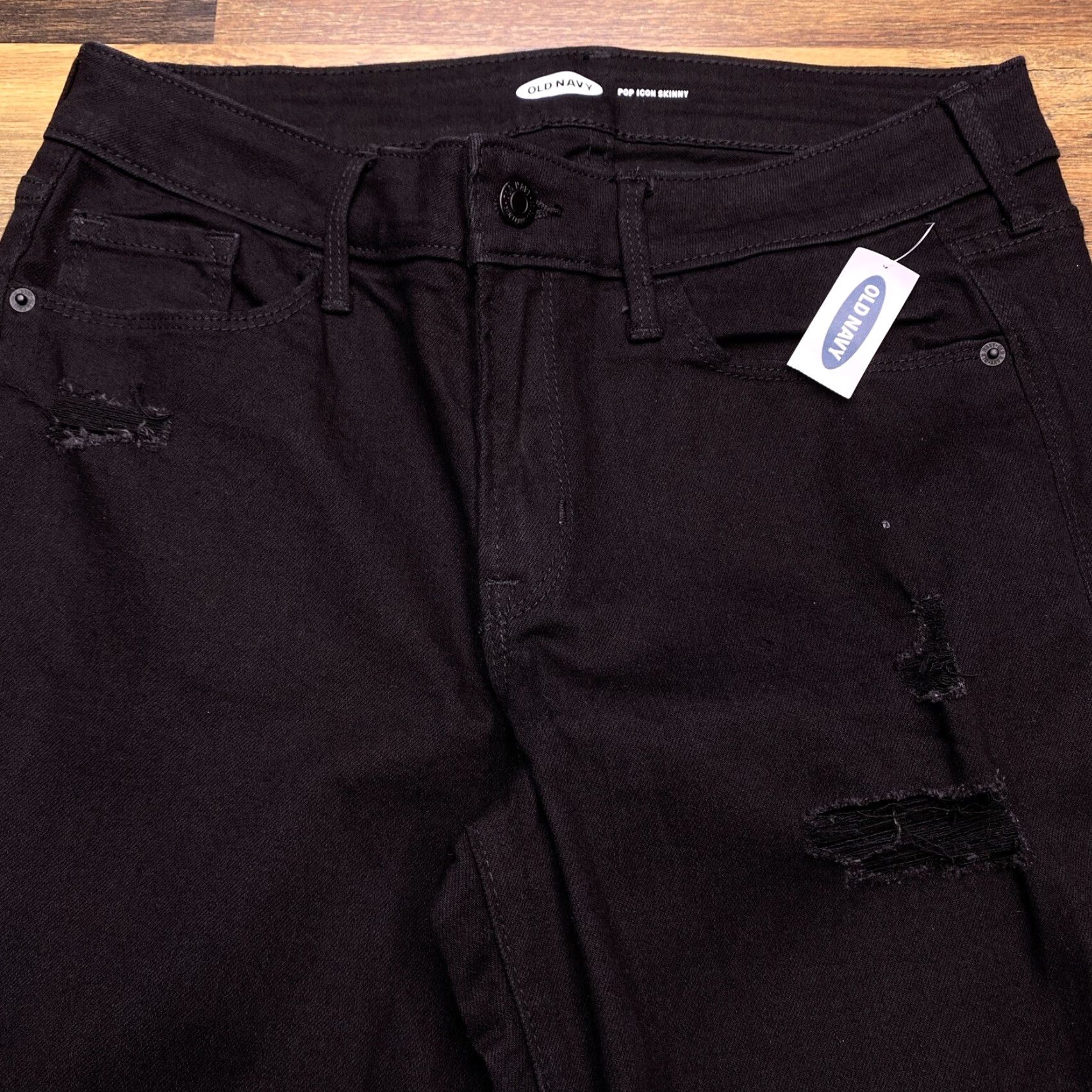 Old Navy **Pop Icon Skinny Jeans Black Women's 8 Mid Rise Distressed** User: **Vintage Pop Icon Skinny Jeans Black Women's 8 Mid Rise Distressed** Size 30" / US 8 / IT 44 - 4 Thumbnail