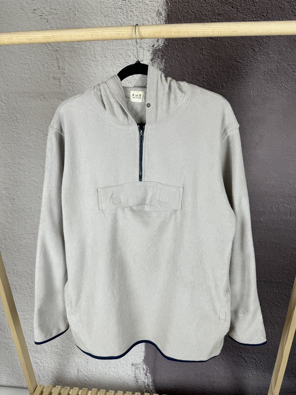 Japanese Brand F at E Feel at Ease vintage fleece half zip anorak hoodie Size US L / EU 52-54 / 3 - 5 Thumbnail