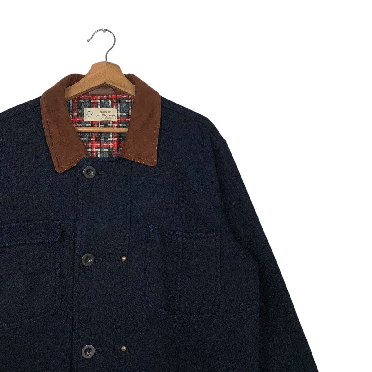 Vintage 90's Classic Wool Coat Tartan Lined City Casual #2776-C125 Size US M / EU 48-50 / 2 - 4 Thumbnail