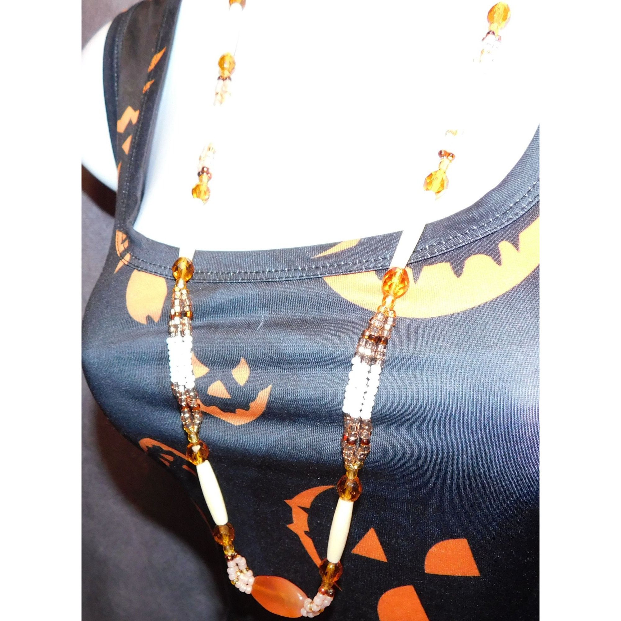 Other Amber Glass Beaded Necklace With Pink And White Accents Size ONE SIZE - 6 Thumbnail