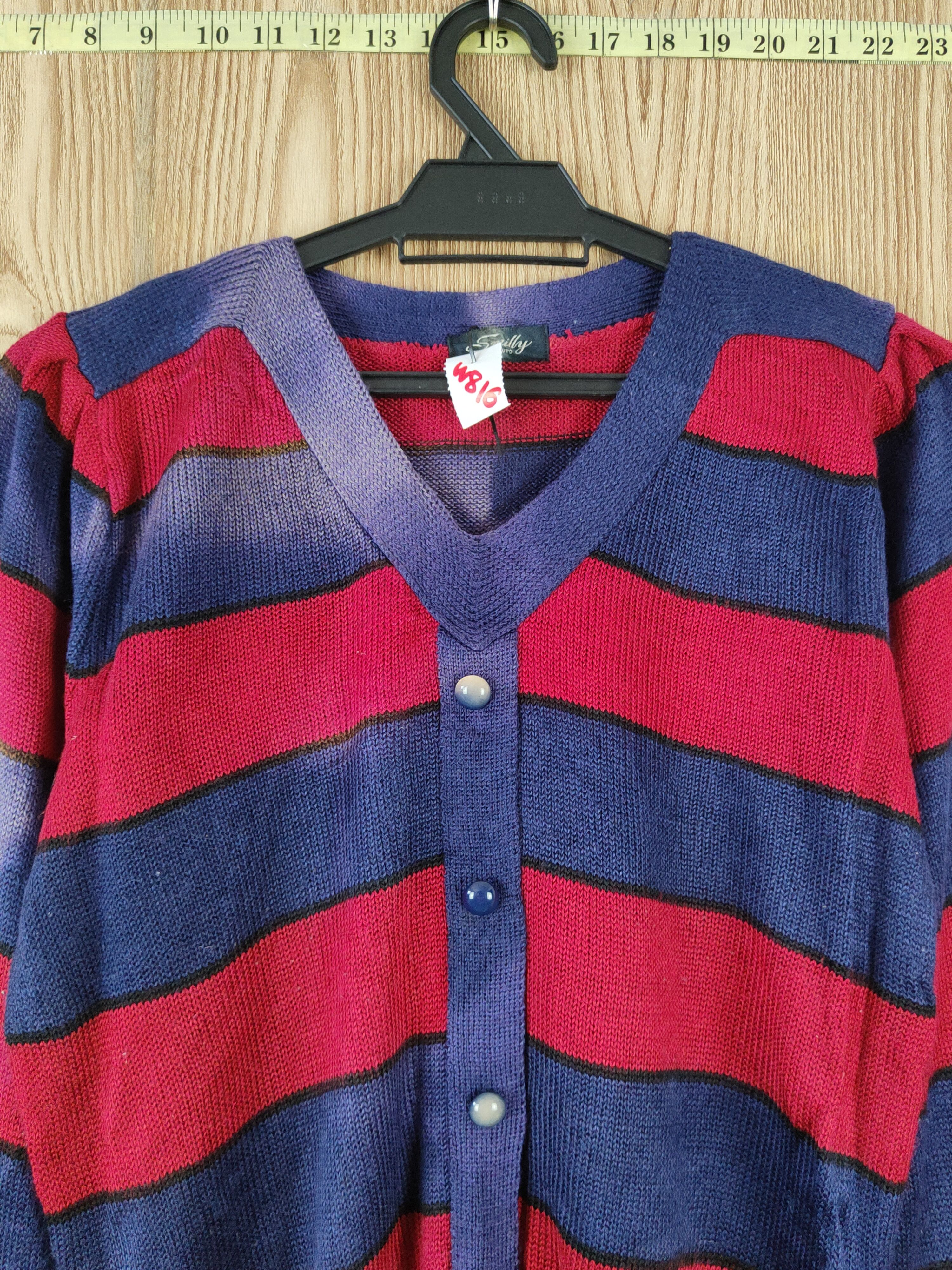 Homespun Knitwear × Solid and Striped × Vintage Smilly Navy Red Stripe Knitwear cardigan like cobain #W816 Size M / US 6-8 / IT 42-44 - 2 Thumbnail