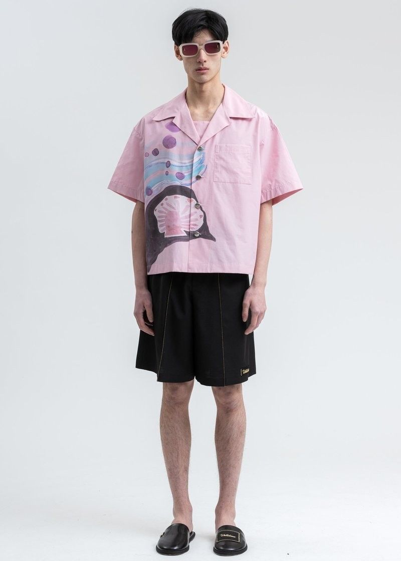 We11Done Shell Print Short Sleeve Oversized Shirt