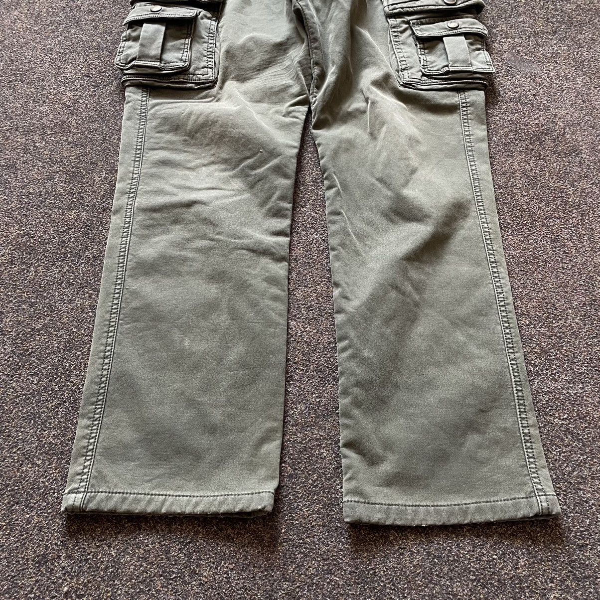 Vintage Vintage 90s Y2K Baggy Cargo Pants Khaki Streetwear Washed 31 Size 31" - 4 Thumbnail