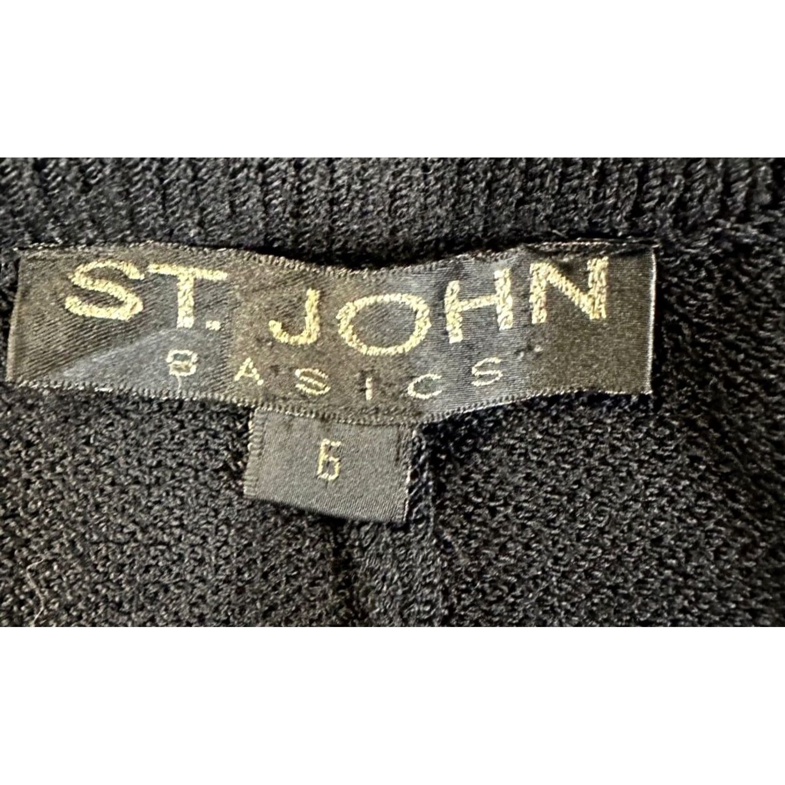 St. John St John Pants Women 6 Black Basic Stretch Knit Jersey Tapered Pull On Pleated Size S / US 4 / IT 40 - 4 Thumbnail