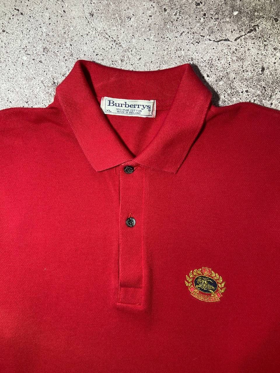 Burberry × Vintage Vintage Burberry Red Polo T-shirt Luxury Embroidered Logo Size US XL / EU 56 / 4 - 3 Thumbnail