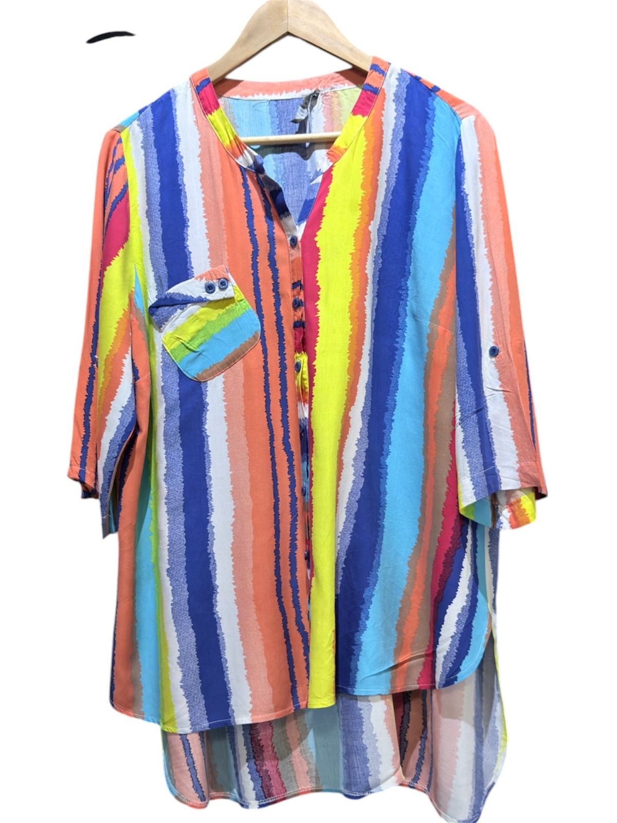 Vintage Archive 100% Rayon Boyfriend Striped Capri Shirt Dress Size L / US 10 / IT 46 - 1 Thumbnail