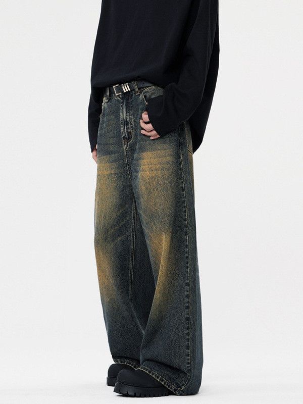 Vintage Men's Retro Washed High Street Distressed Wide-Leg Jeans Size US 32 / EU 48 - 2 Thumbnail