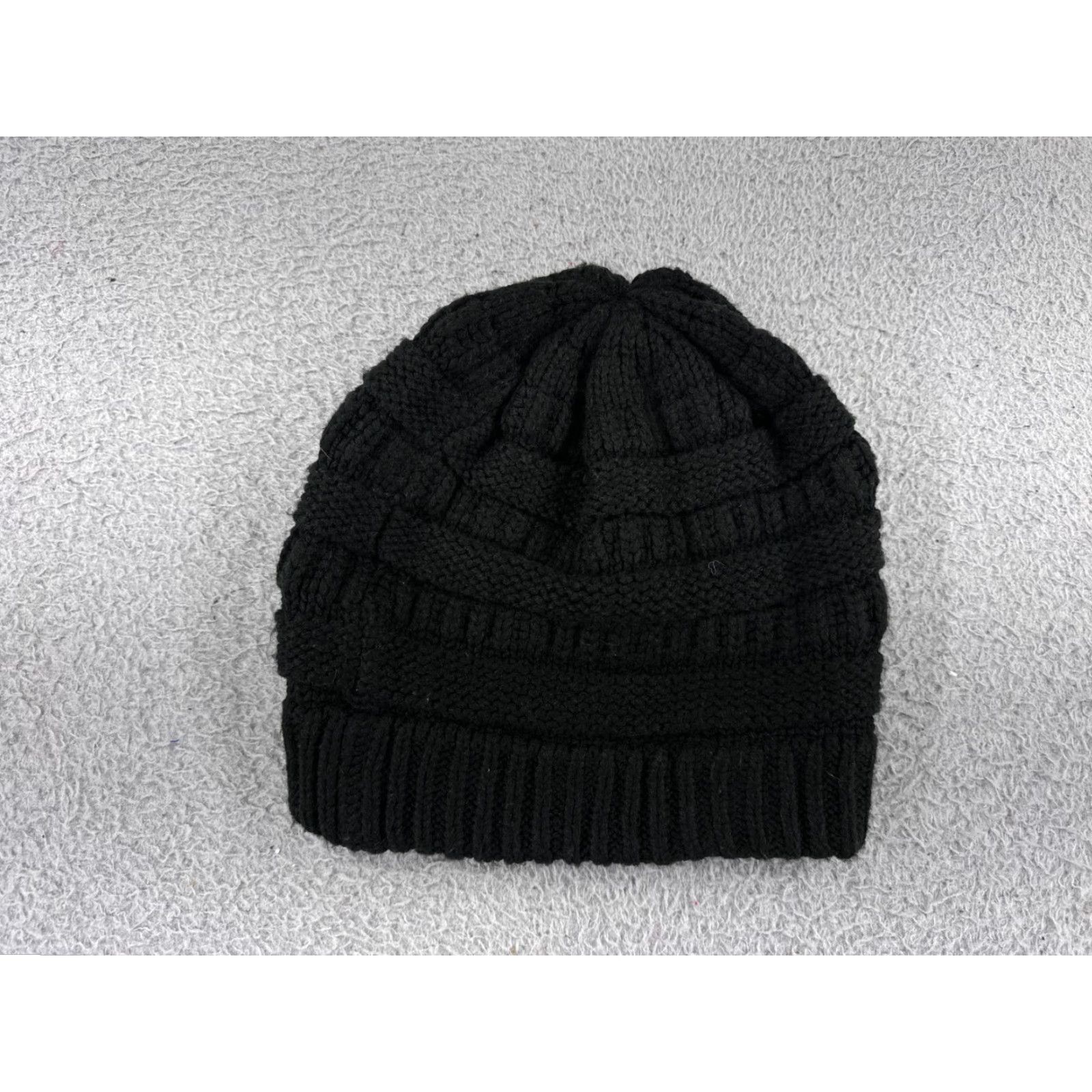Vintage CC Beanie Toque Womens One Size Black 100% Acrylic Knit Ski Camping Warm Size ONE SIZE - 3 Thumbnail
