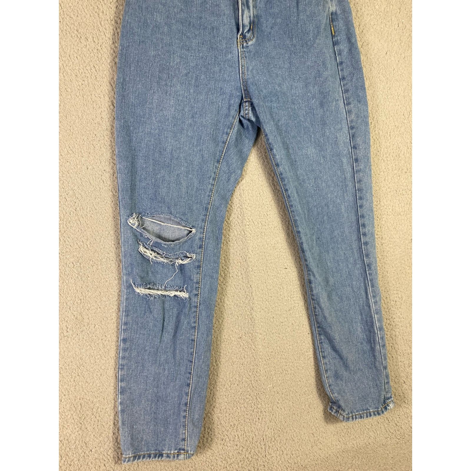 Shein Women's High Waisted Distressed Straight Leg Jeans Blue 28 M Size 28" / US 6 / IT 42 - 8 Thumbnail