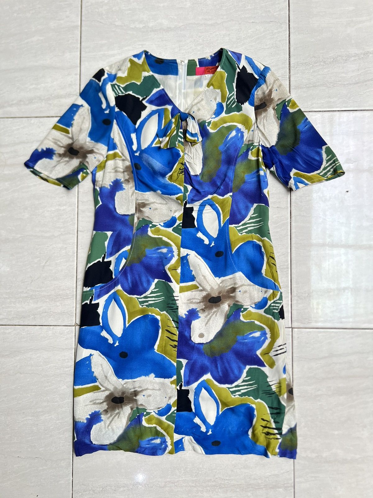Ungaro Paris UNGARO Solo Donna Paris Flower Motive Dress Size XS / US 0-2 / IT 36-38 - 6 Thumbnail