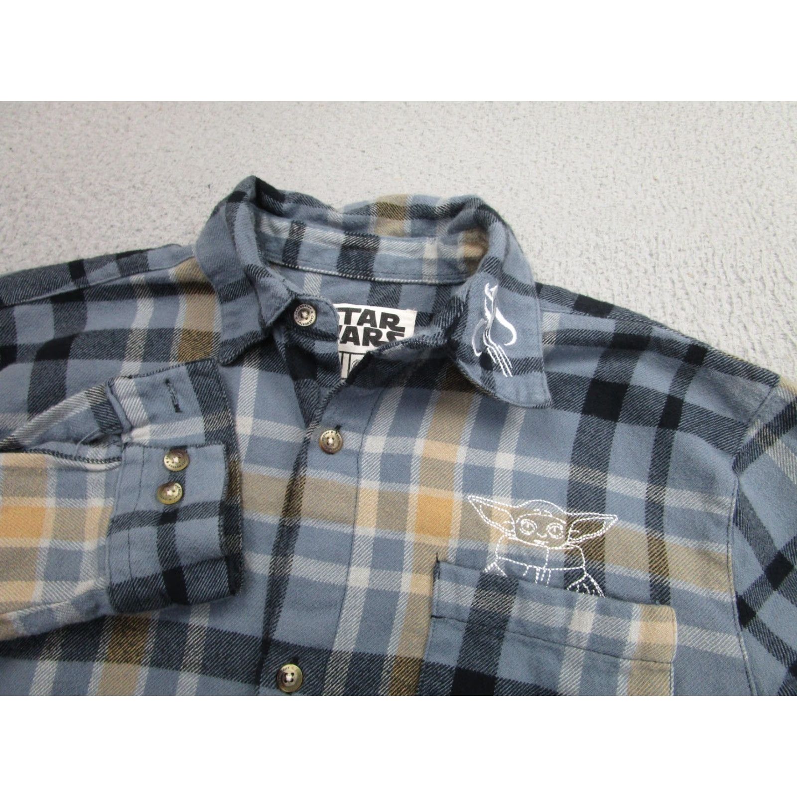 Disney Star Wars Shirt Mens Medium Blue Plaid Cakeworthy This Is The Way Flannel Shirt Size US M / EU 48-50 / 2 - 4 Thumbnail
