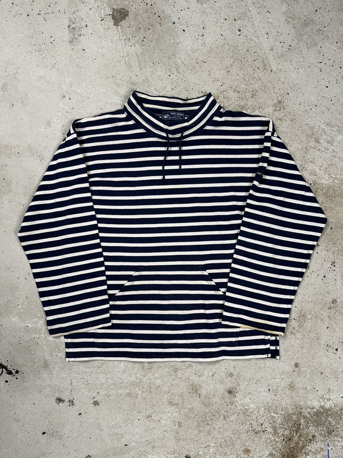 Saint James × Vintage Vintage 90s Saint James Striped Pocket Sweatshirt Size US M / EU 48-50 / 2 - 1 Thumbnail