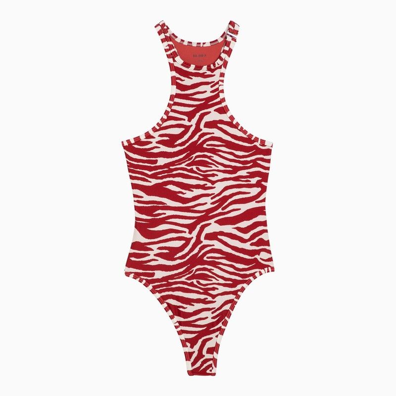 image of The Attico Zebra Print White/red One-Piece Swimming Costume, Women's (Size XS)