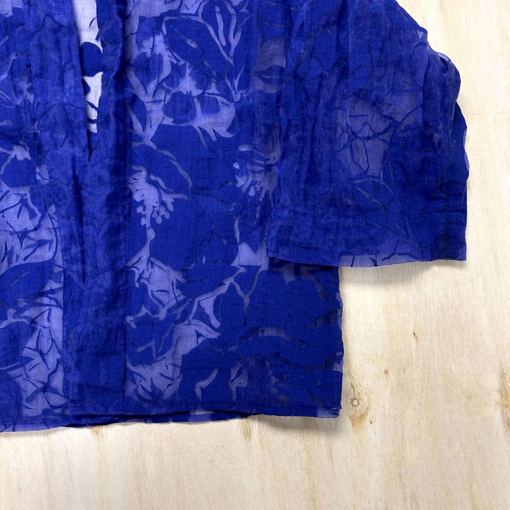 Vintage Chico's Blue Floral Kimono Blouse Womens 2 Lightweight 3/4 Sleeve Open Front Size XS / US 0-2 / IT 36-38 - 2 Thumbnail