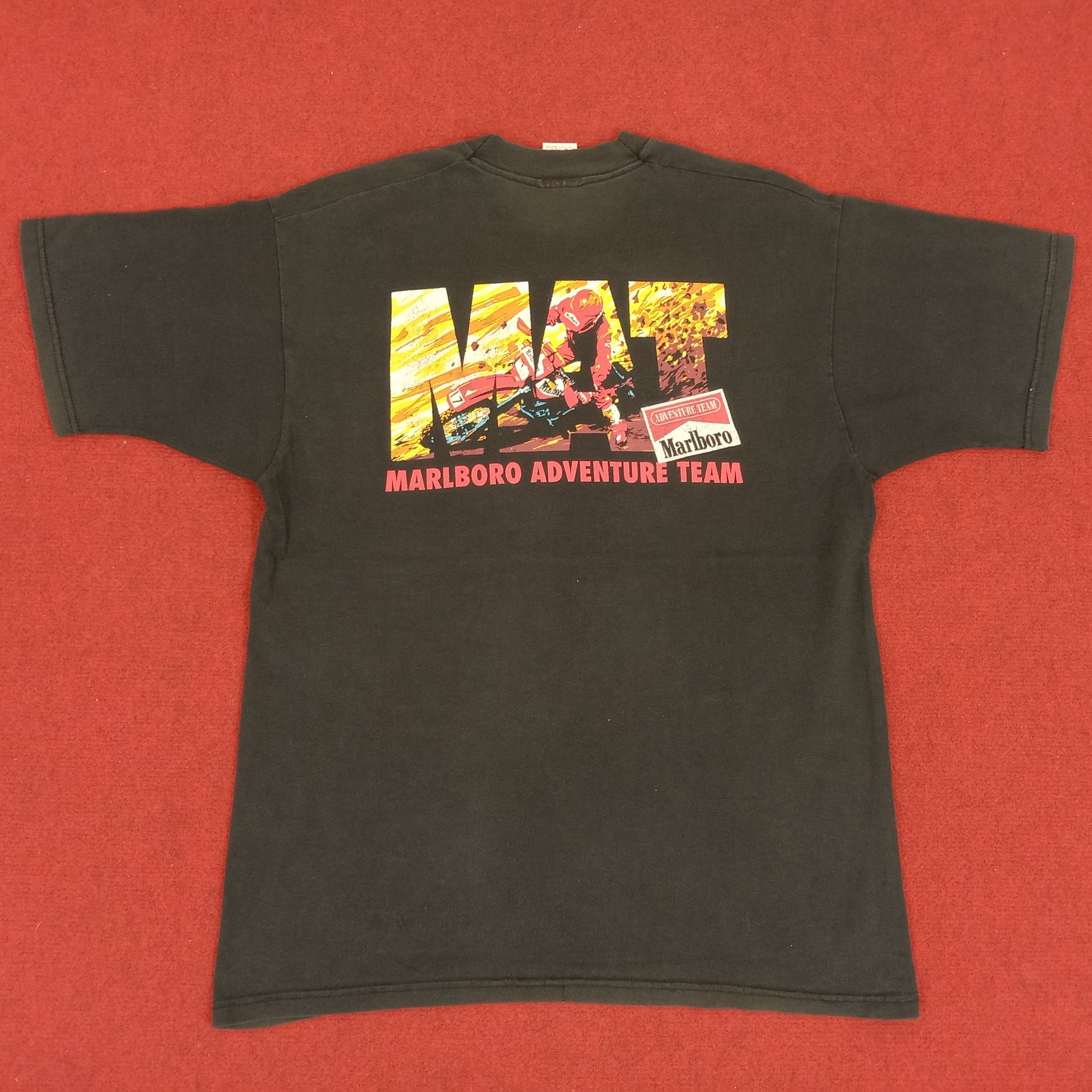 image of Marlboro Adventure Team Single Pocket Design Vintage Tshirt in Black, Men's (Size Medium)