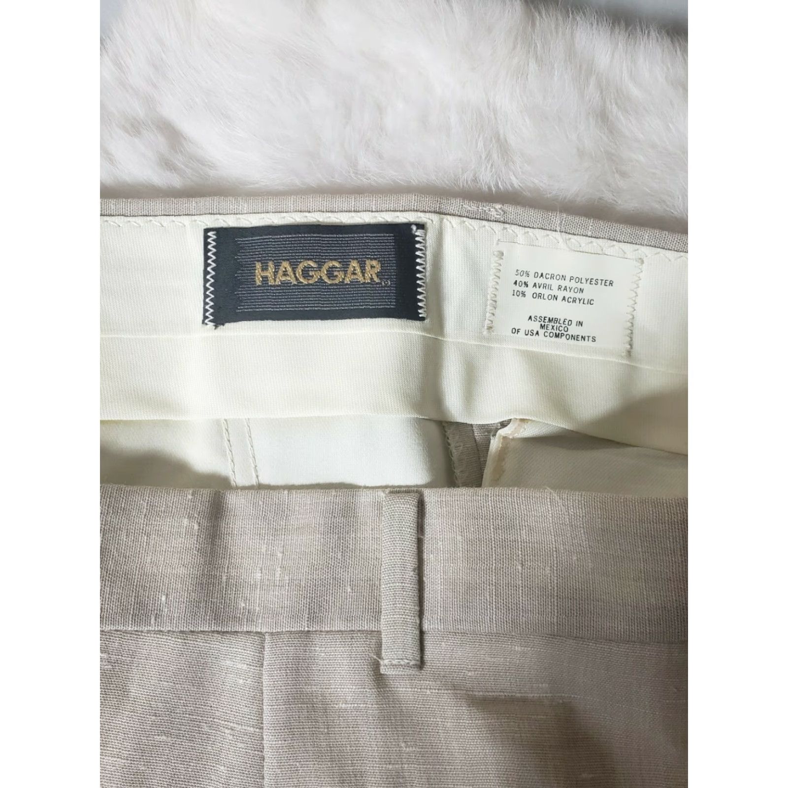 Haggar VINTAGE Haggar Presstige Dress Pants Flat Front NWT Summer Weight 40x30 Beige Regular 30 Inseam Mens Size US 40 / EU 56 - 5 Thumbnail