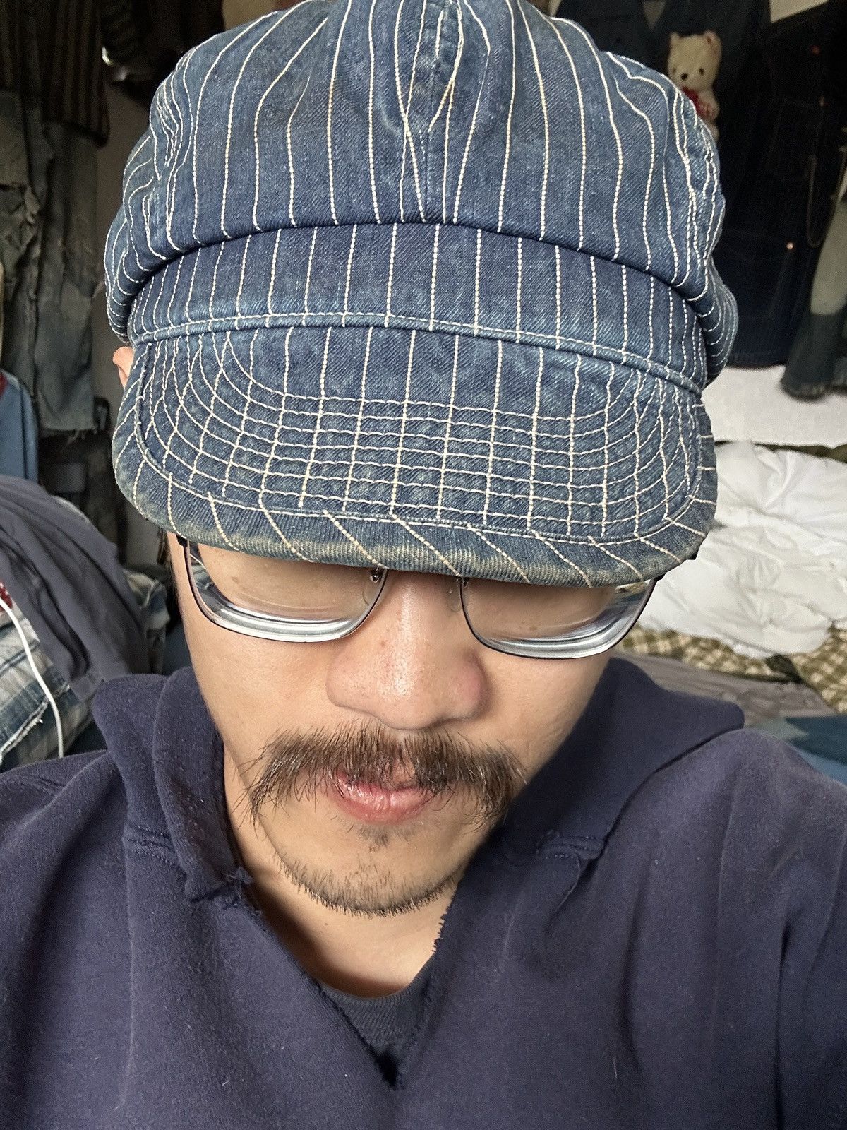 Japanese Brand Pinstripe soft brim newsboy conductor mechanic kountry cap Size ONE SIZE - 10 Thumbnail