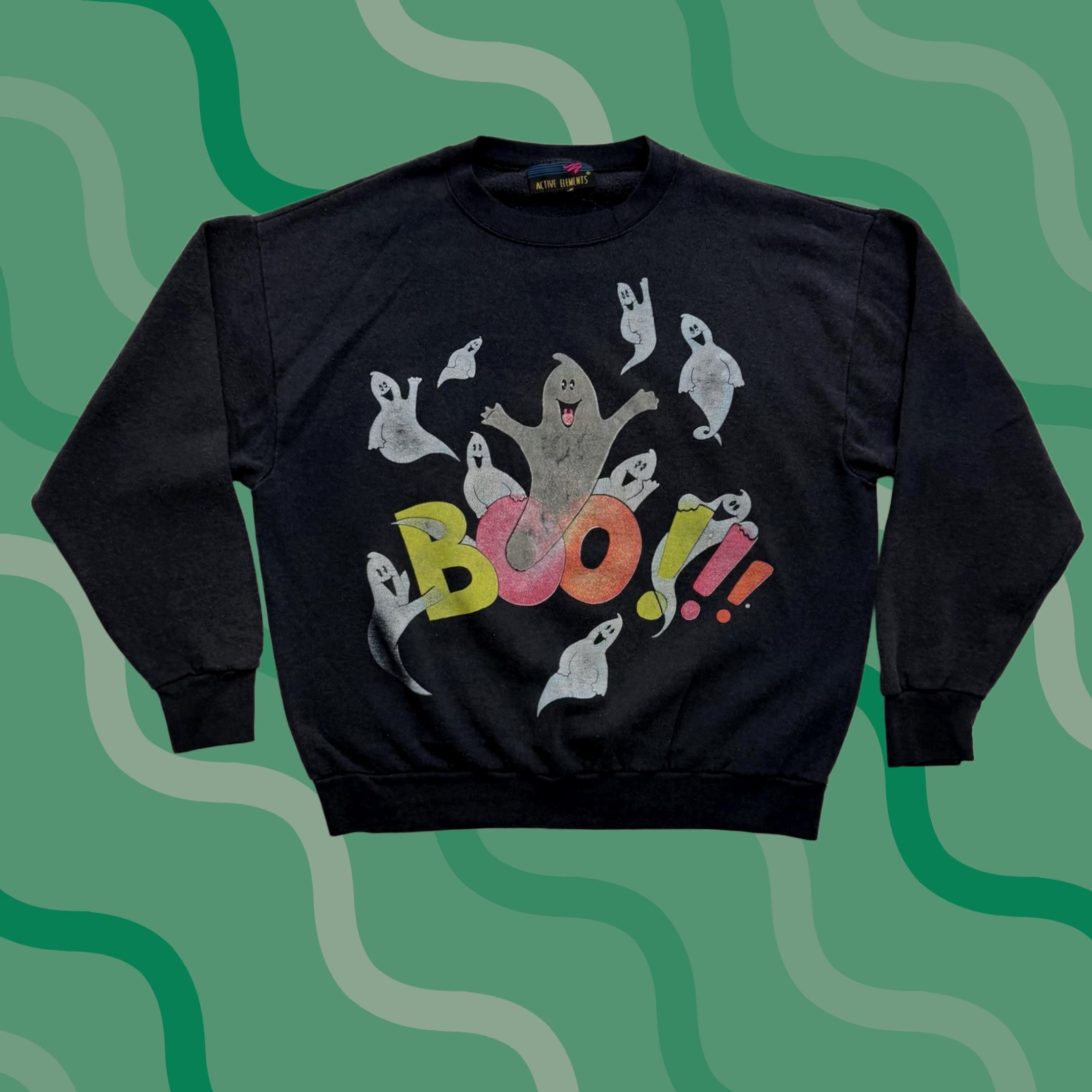 Vintage VINTAGE Active Elements Boo Ghost Sweatshirt Mens Large Halloween Graphic Fleece Size US L / EU 52-54 / 3 - 1 Thumbnail