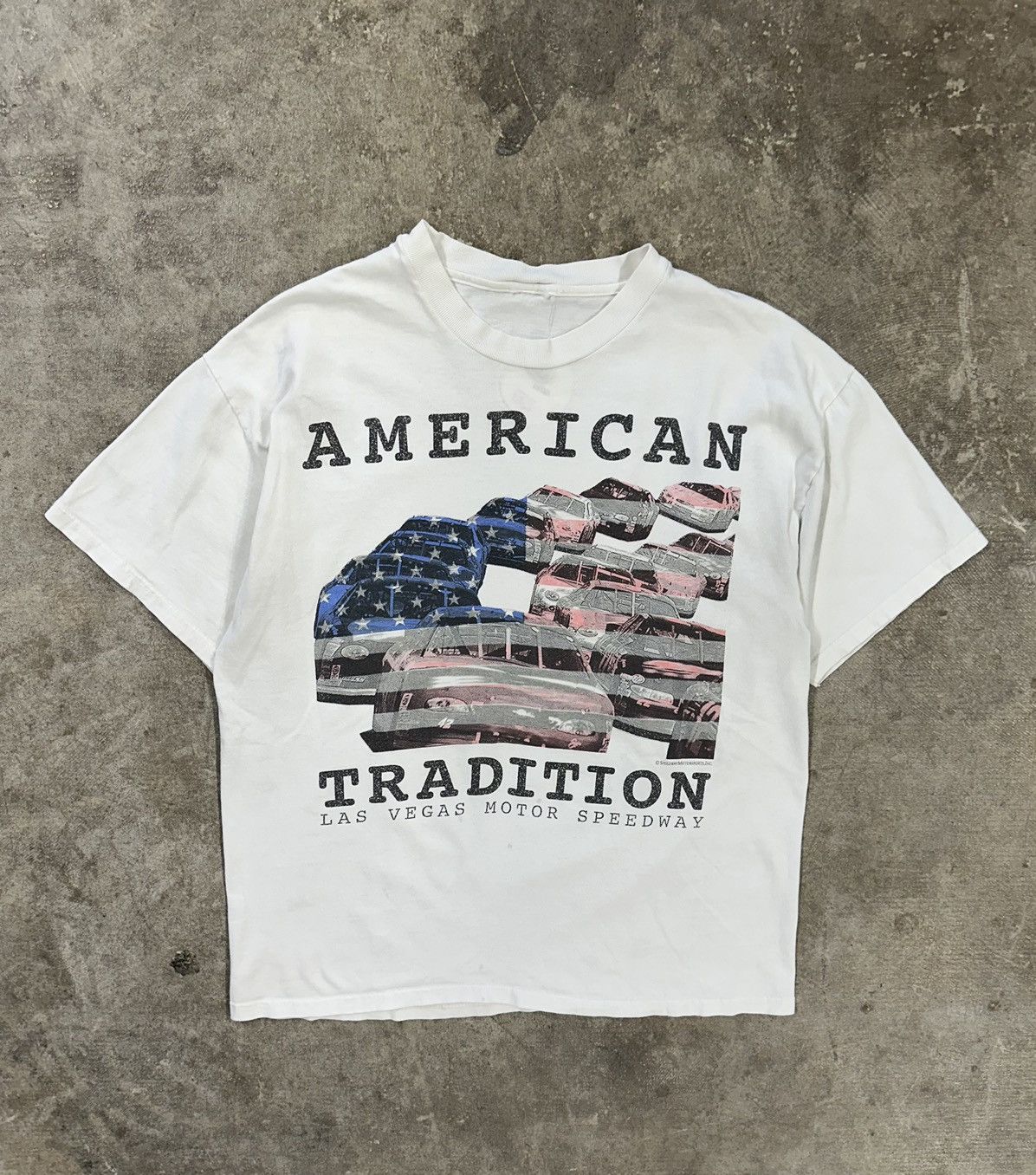 NASCAR Vintage 90s Las Vegas Motor Speedway USA Flag Racing T-Shirt Size US L / EU 52-54 / 3 - 1 Thumbnail