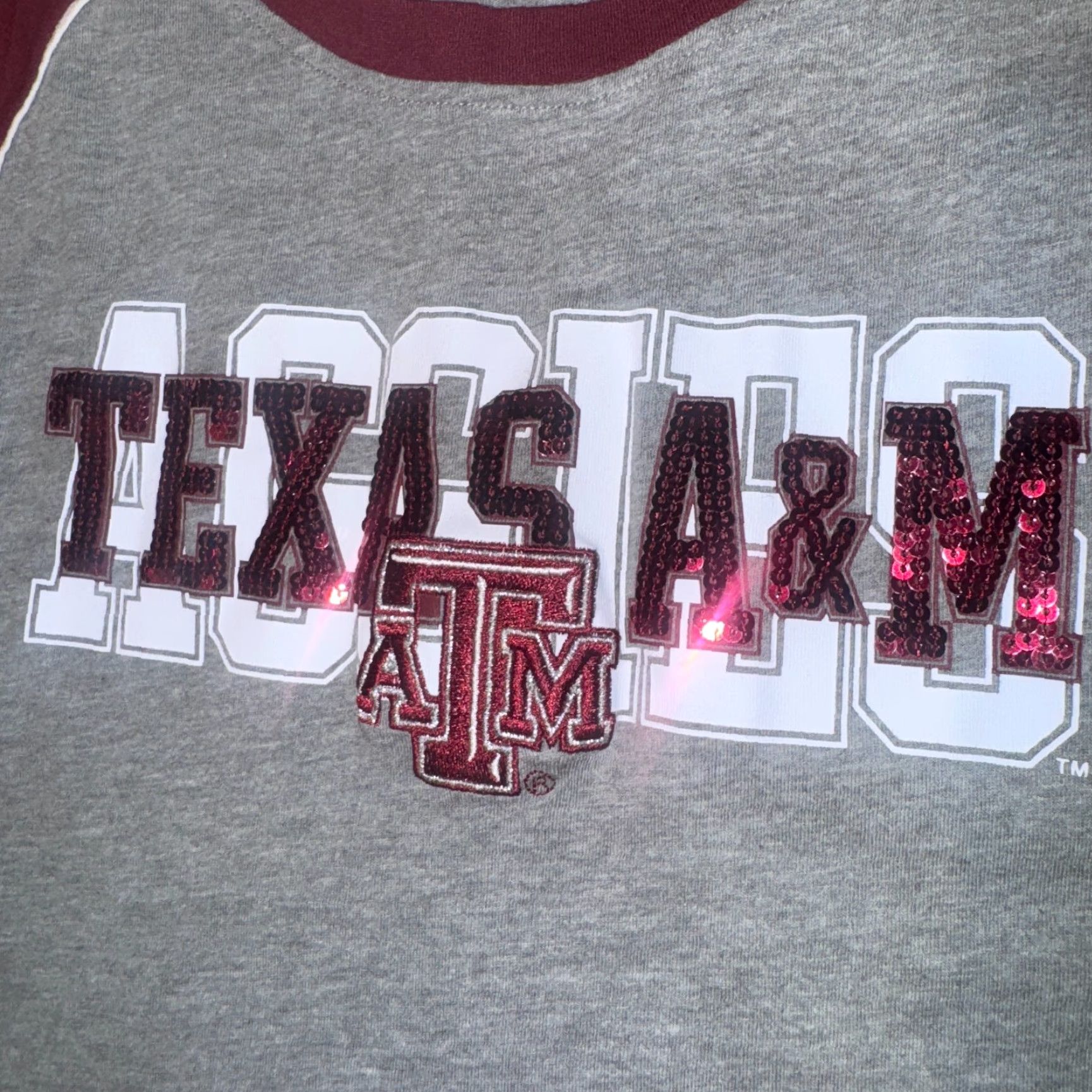 Victoria's Secret Victoria's Secret PINK Texas A&m Aggies Sequin Tshirt L Casual Logo T-Shirt Gray Short Sleeve Crew Neck Size L / US 10 / IT 46 - 3 Thumbnail