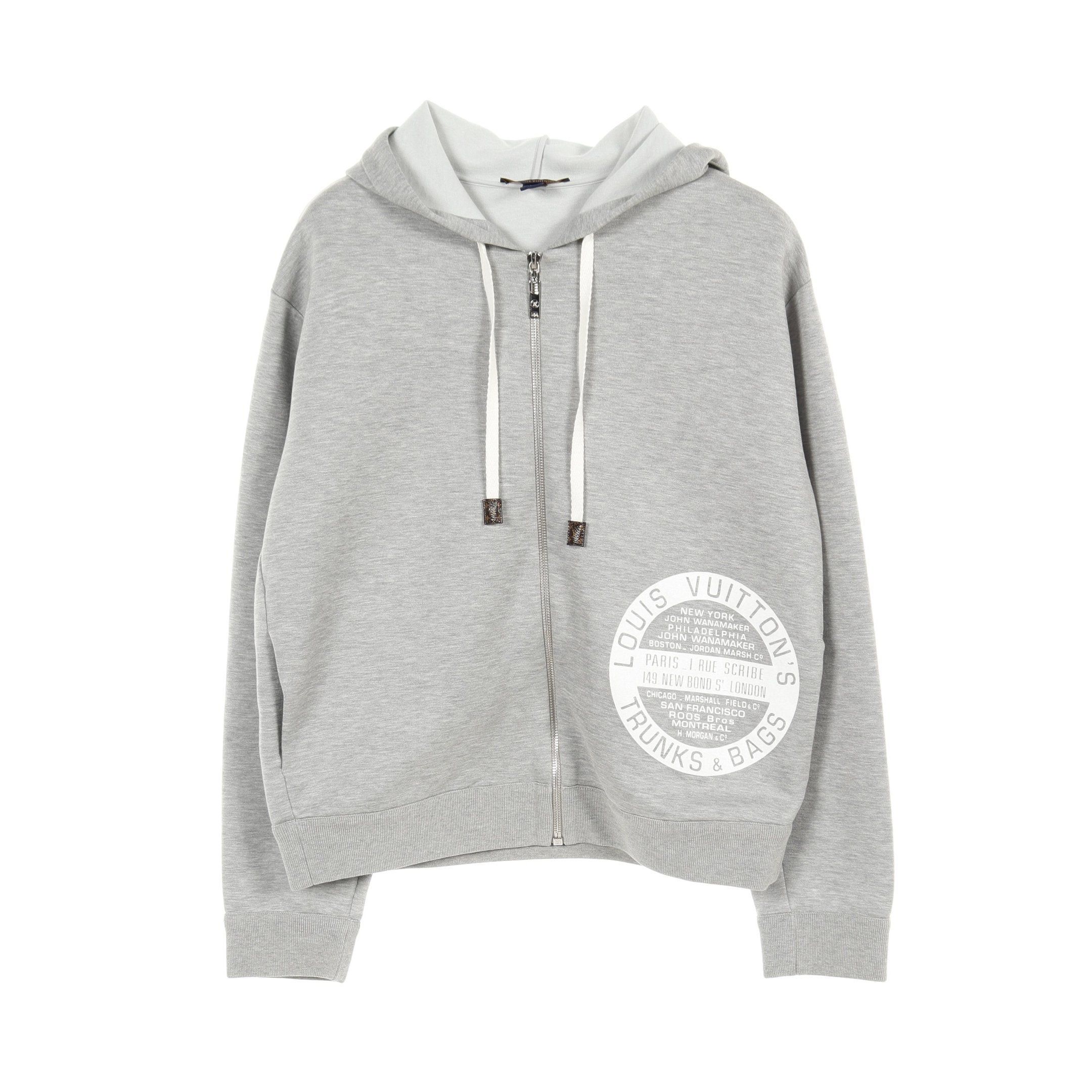 image of Louis Vuitton Lv Stamp Zip Up Hoodie Zip Up Hoodie Cotton Gray in Grey, Women's