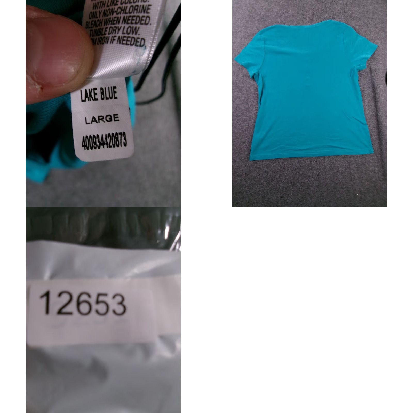 Croft & Barrow CROFT & BARROW Women's Large Lake Blue Henley T-Shirt, Short Sleeve, Solid, Casual, Regular Fit Size L / US 10 / IT 46 - 8 Thumbnail