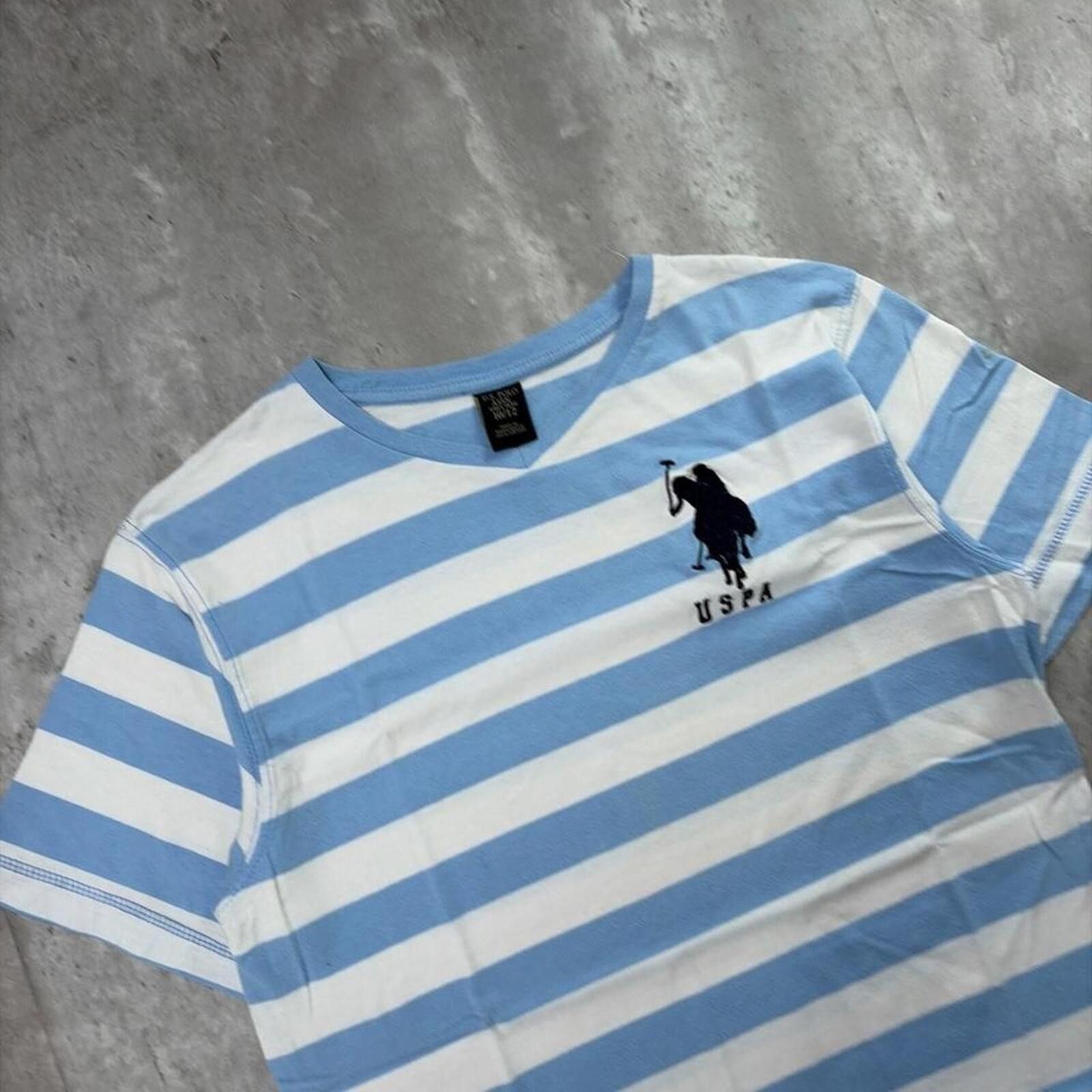U.S. Polo Assn. Y2K U.S. Polo Assn Grunge Big Pony Striped Skater T-Shirt Size M / US 6-8 / IT 42-44 - 5 Thumbnail