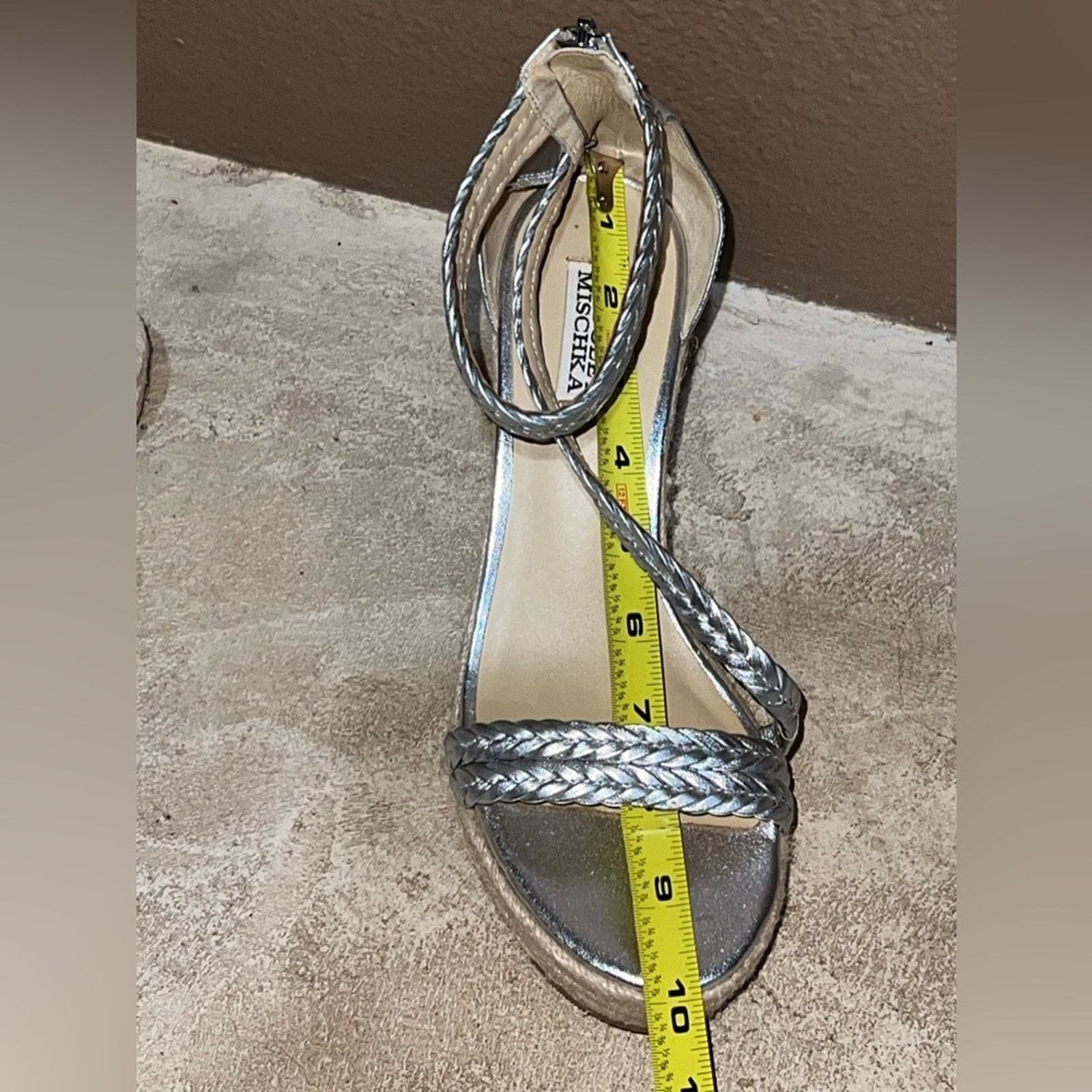 Badgley Mischka Badgley Mischka Espadrilles Size 8.5 Silver Wedge Sandals Size US 8.5 / IT 38.5 - 14 Thumbnail