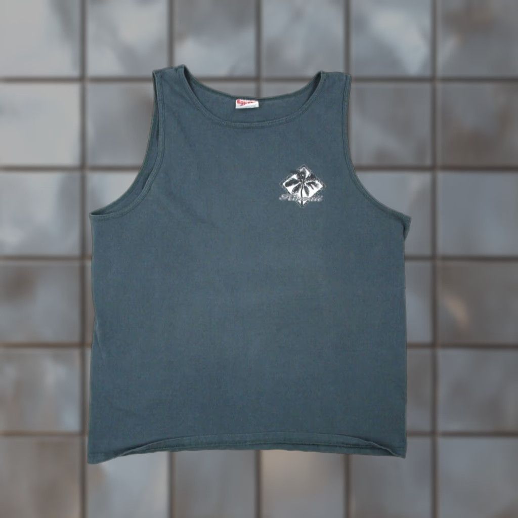 Vintage VINTAGE Softee Hawaii Shirt Mens XL Blue 90s Beach California Retro Surf T-Shirt Reg Men Sleeveless Cotton Knit Tank Top Size US XL / EU 56 / 4 - 1 Thumbnail