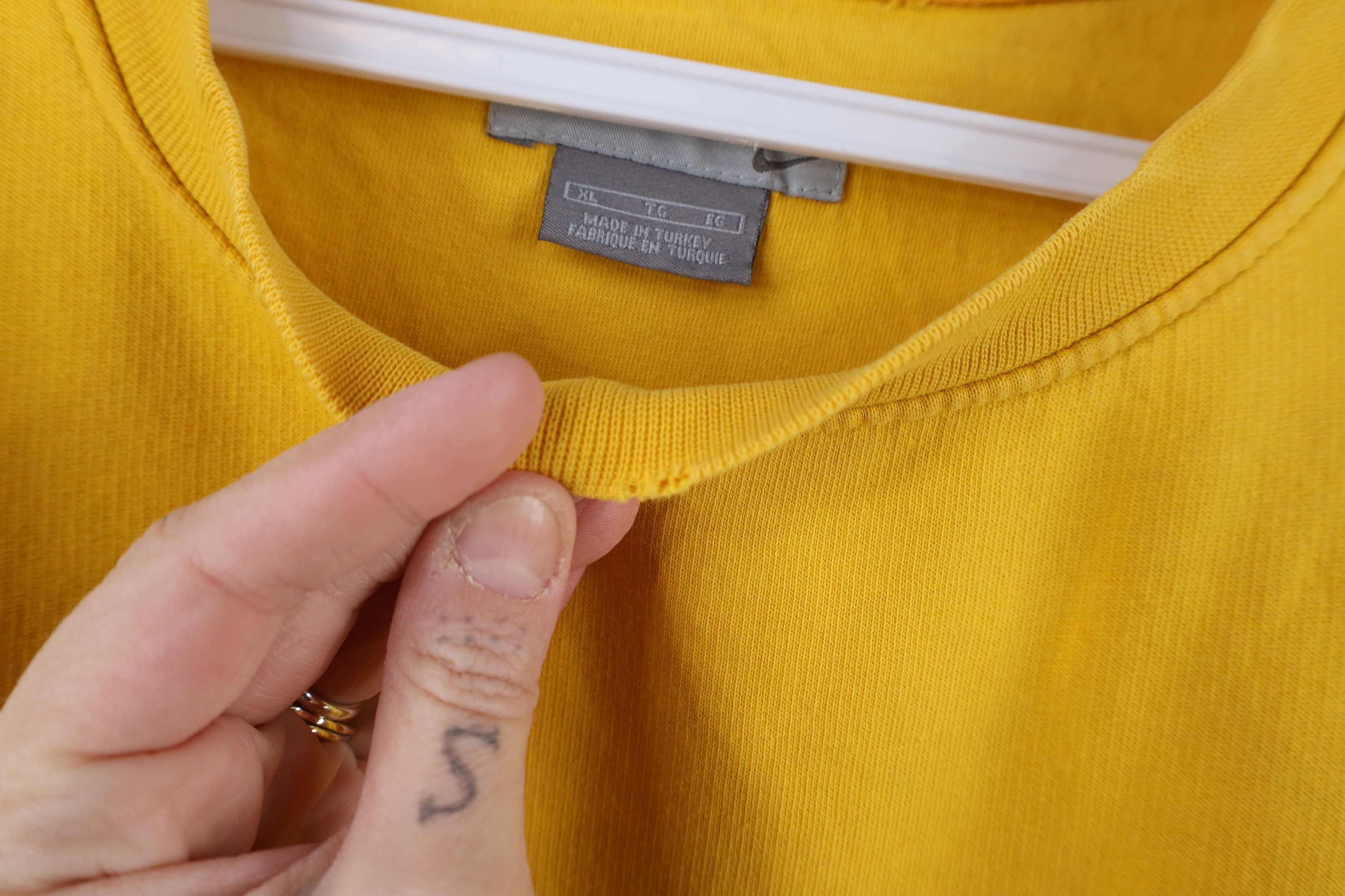 Nike × Vintage Vintage 90s Y2K Nike Mini Swoosh Sweatshirt Mustard Yellow Size US XL / EU 56 / 4 - 7 Thumbnail