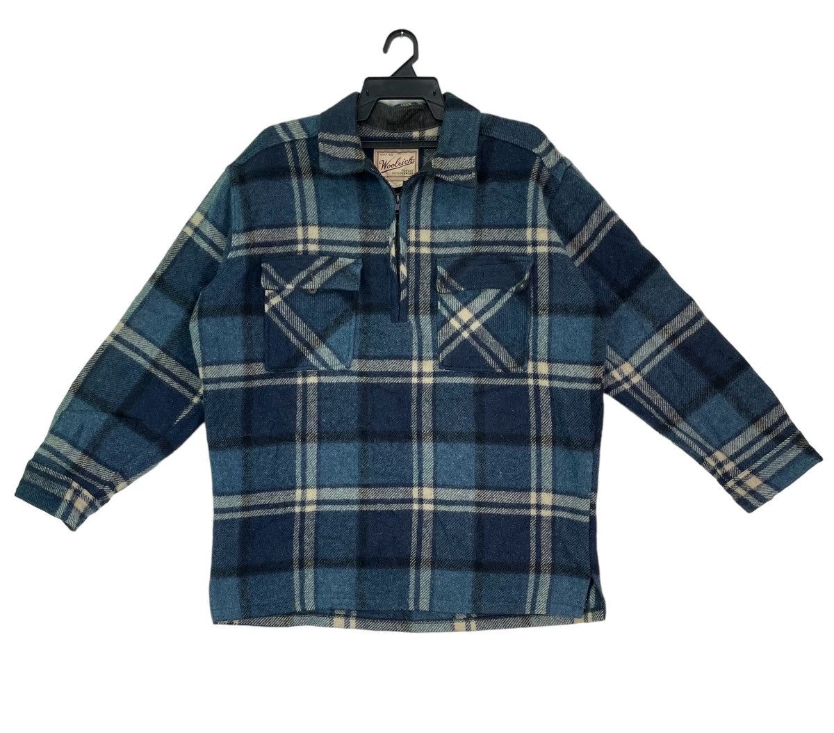 Vintage × Woolrich Woolen Mills WOOLRICH checkered wool quarter zip pullover shirts jacket Size US L / EU 52-54 / 3 - 1 Thumbnail