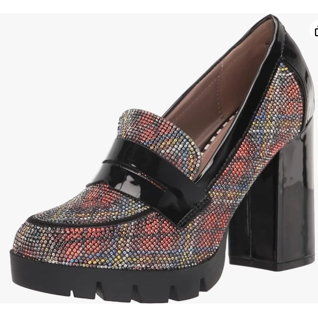 Betsey Johnson Betsey Johnson Adison Rhinestone Faux Patent Leather Loafers Size US 7 / IT 37 - 1 Thumbnail