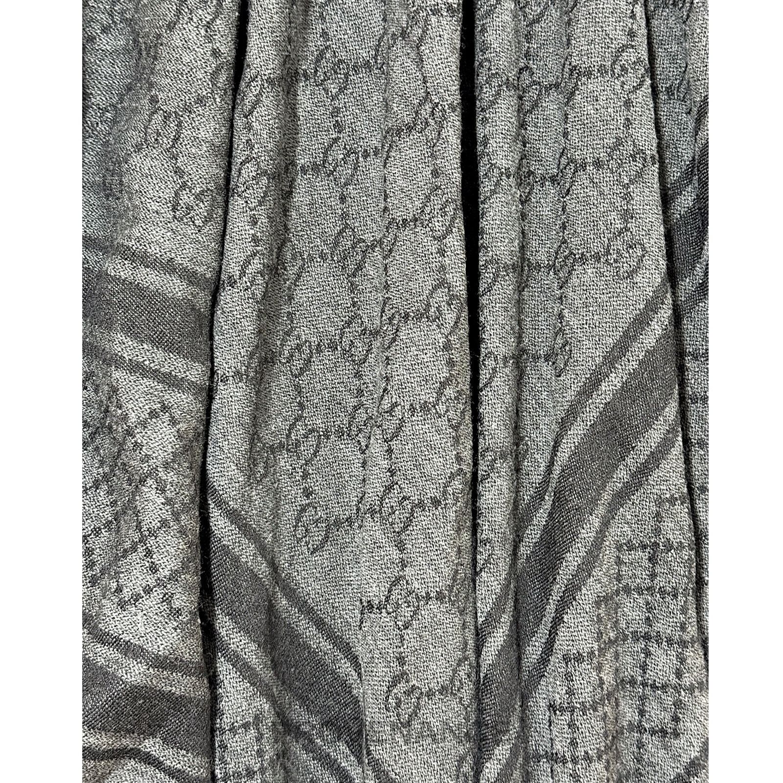 Gucci 🔴 Gucci Survie Fox Shawl Scarf - GG Black Charcoal Size ONE SIZE - 4 Thumbnail